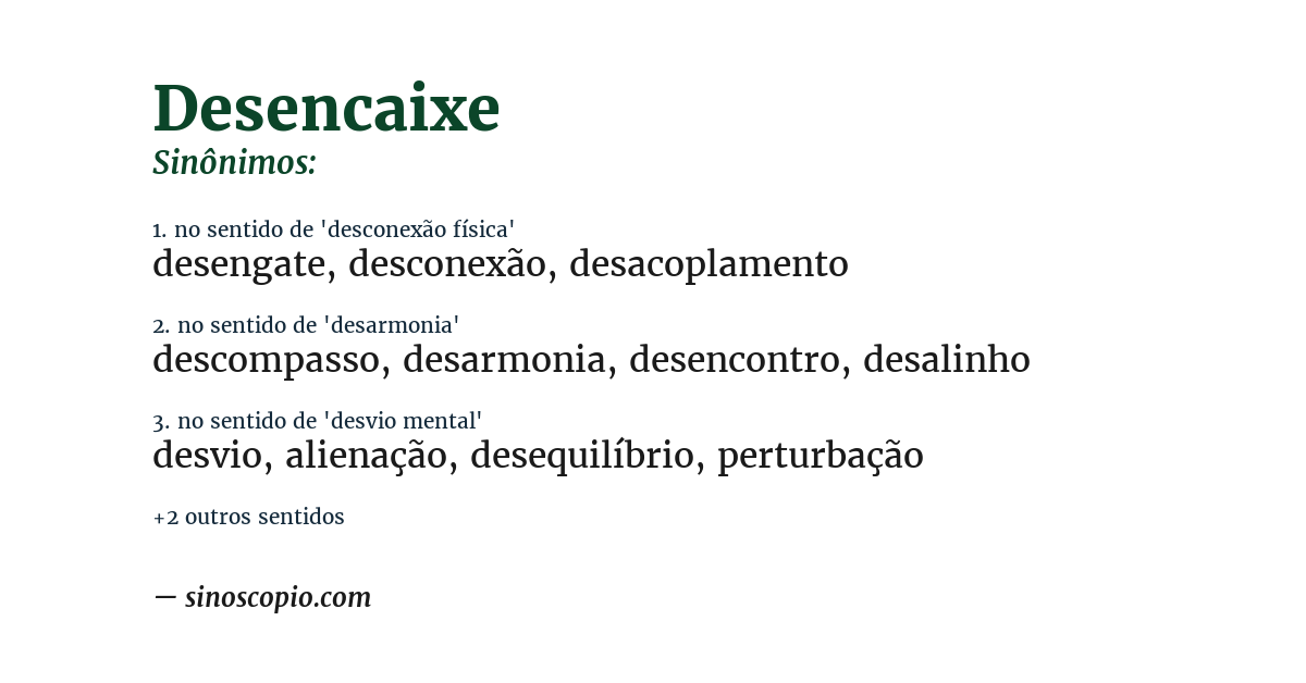 Sinônimo de desencaixe