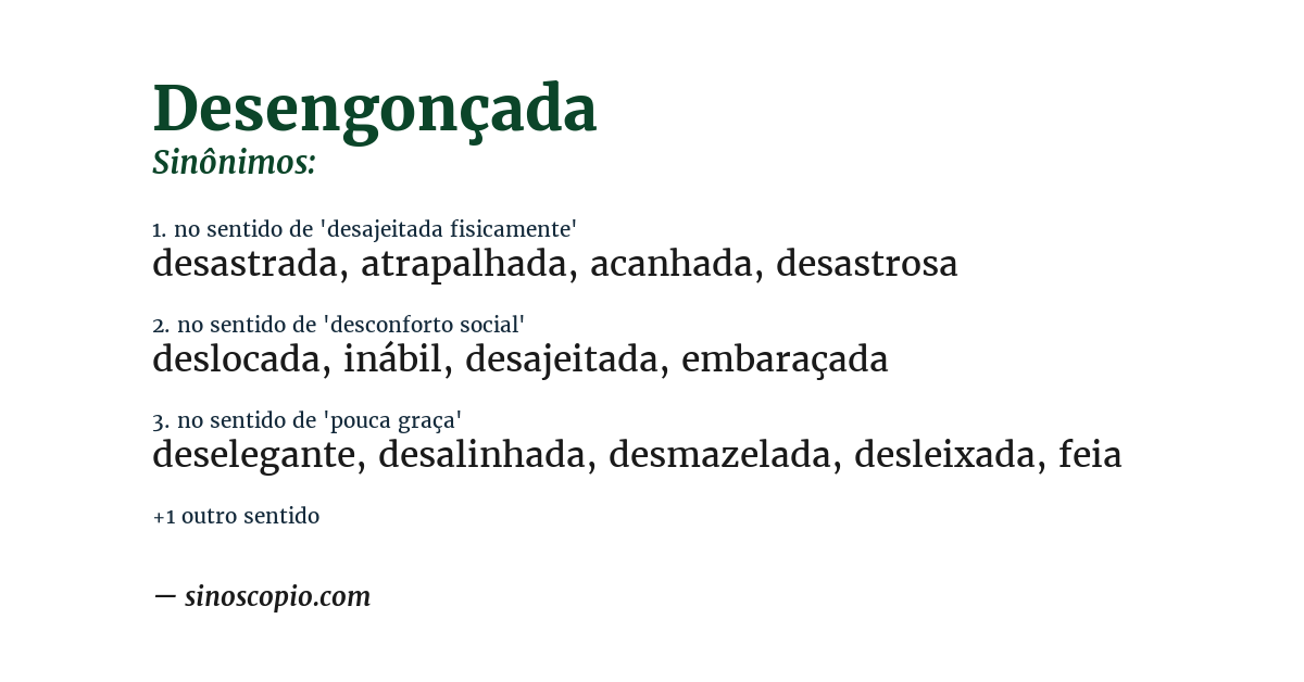 Sinônimo de desengonçada
