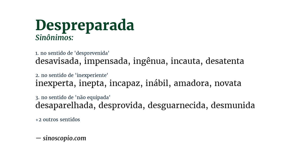 Sinônimo de despreparada