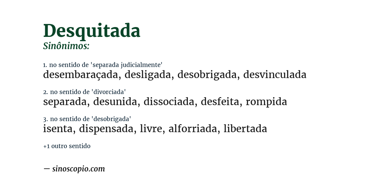 Sinônimo de desquitada