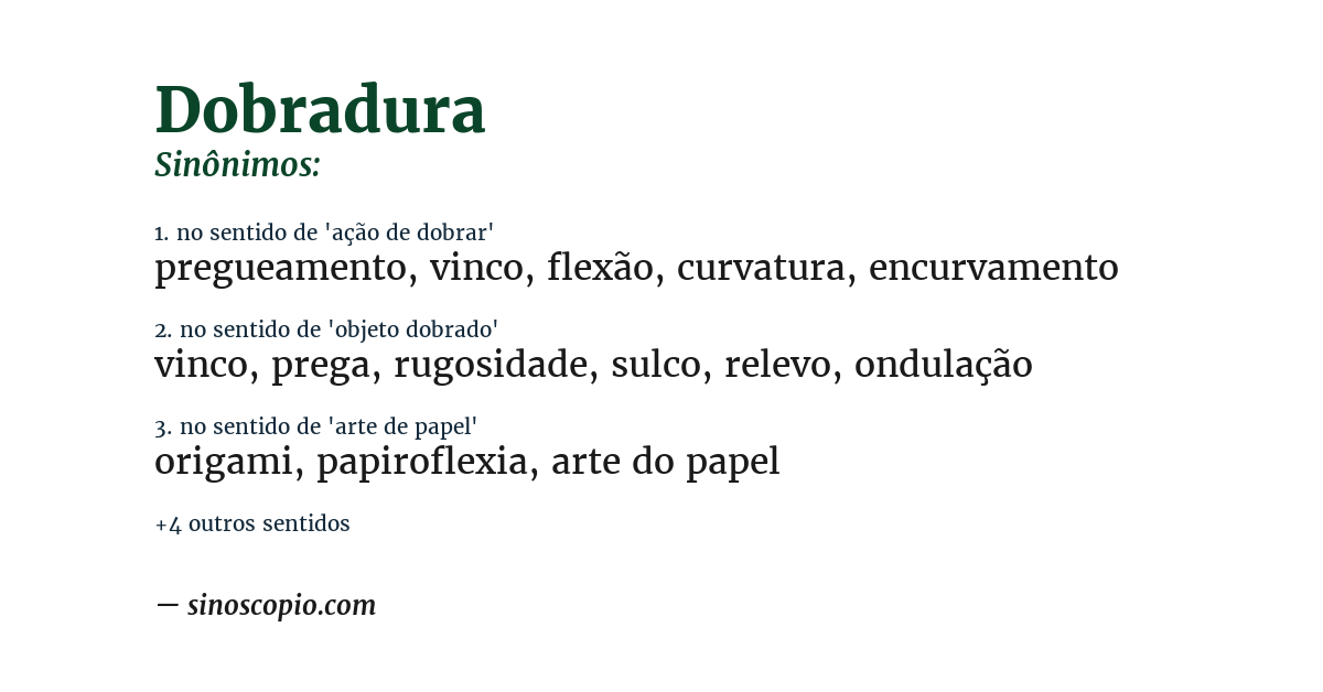 Sinônimo de dobradura