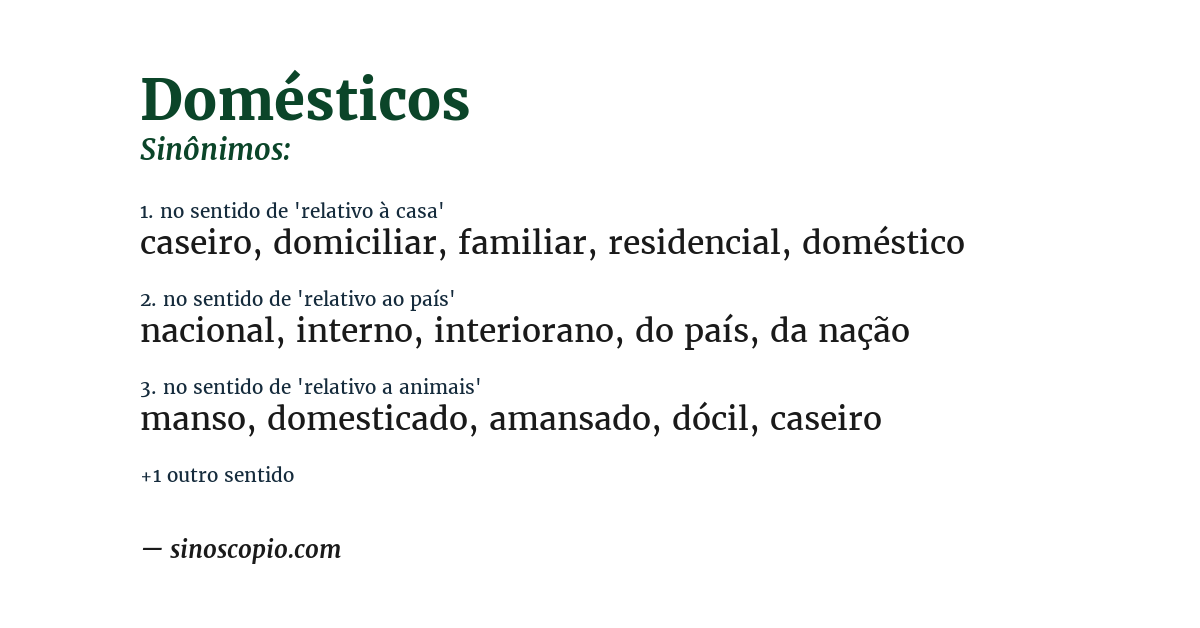 Sinônimo de domésticos