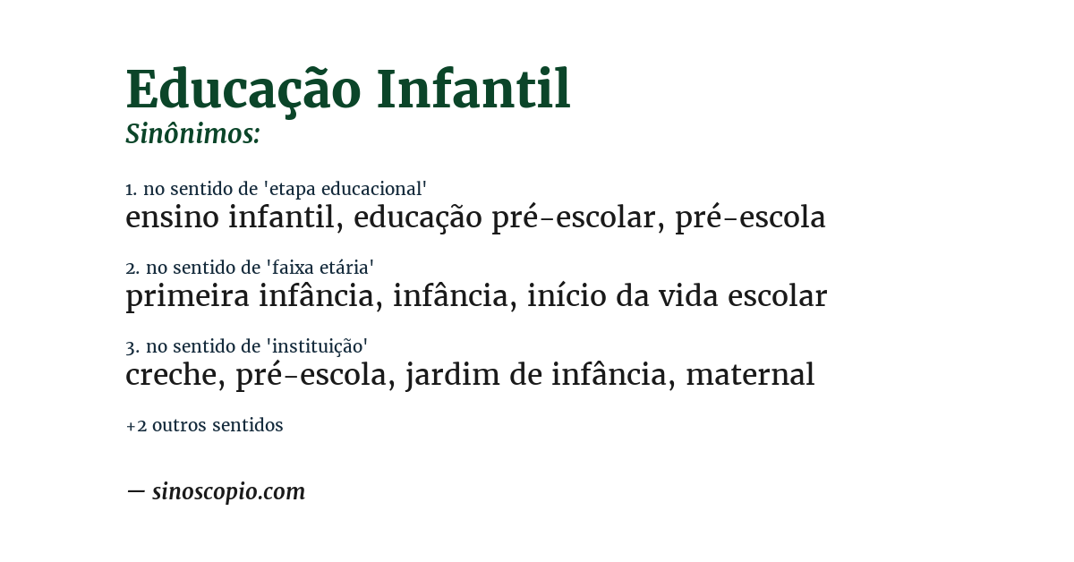Sinônimo de educação infantil
