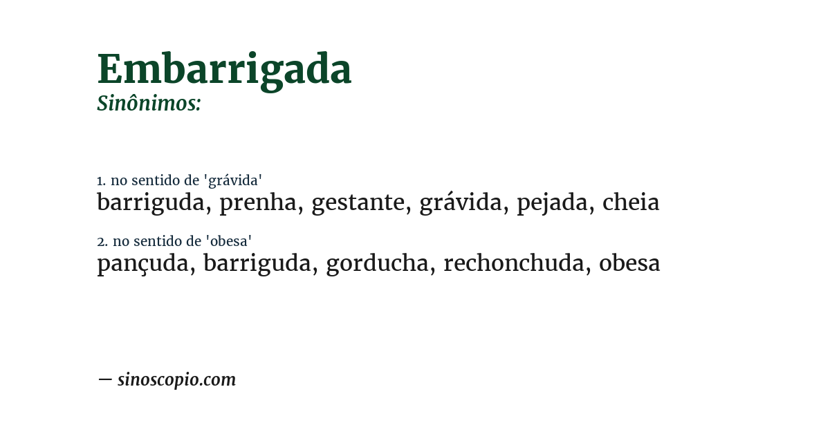 Sinônimo de embarrigada