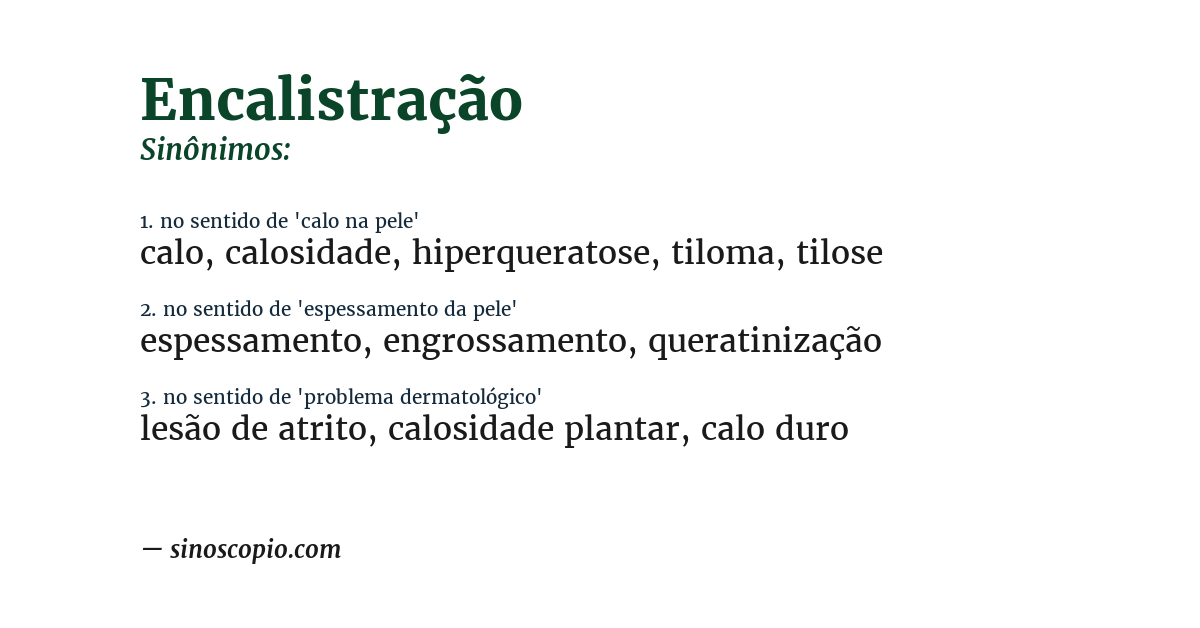 Sinônimo de encalistração