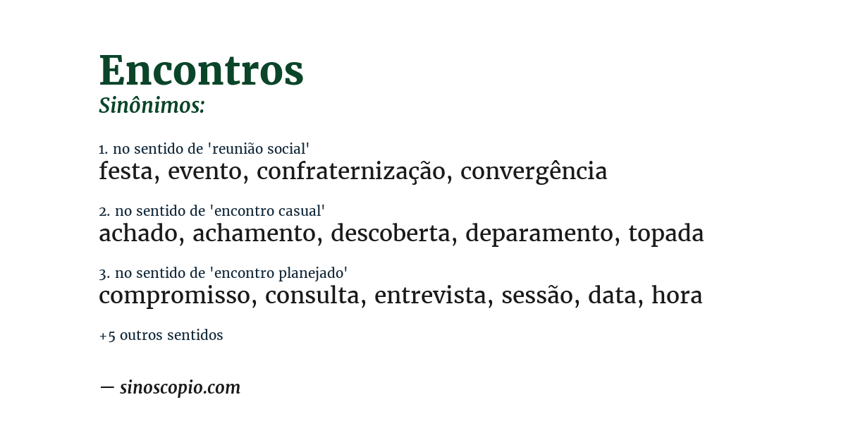 Sinônimo de encontros