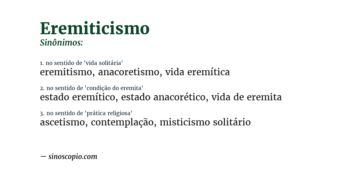 Sinônimo de eremiticismo