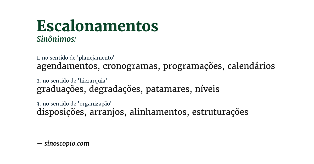 Sinônimo de escalonamentos