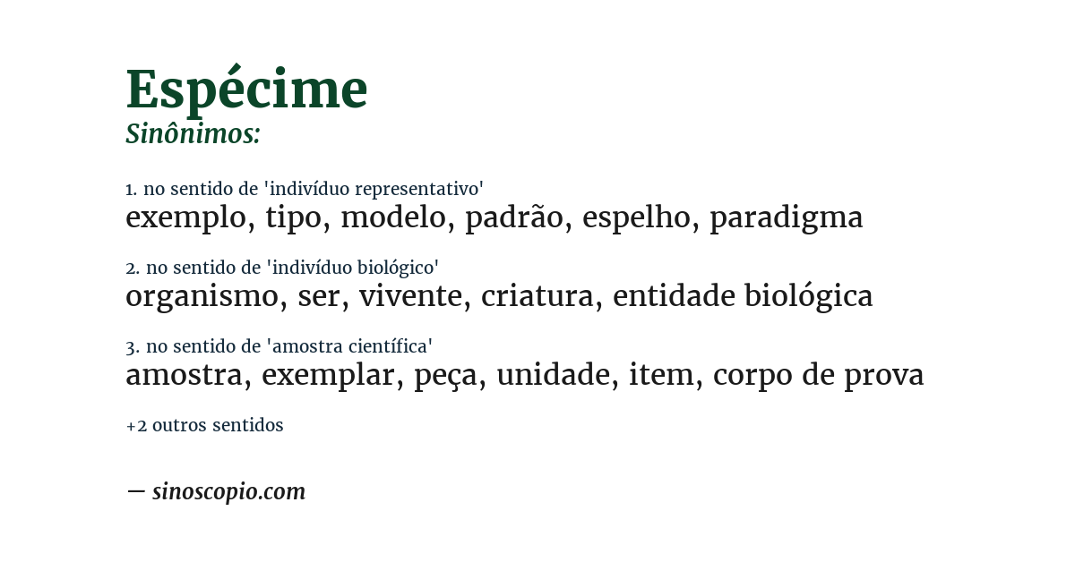 Sinônimo de espécime