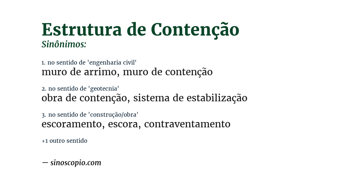 Sinônimo de estrutura de contenção