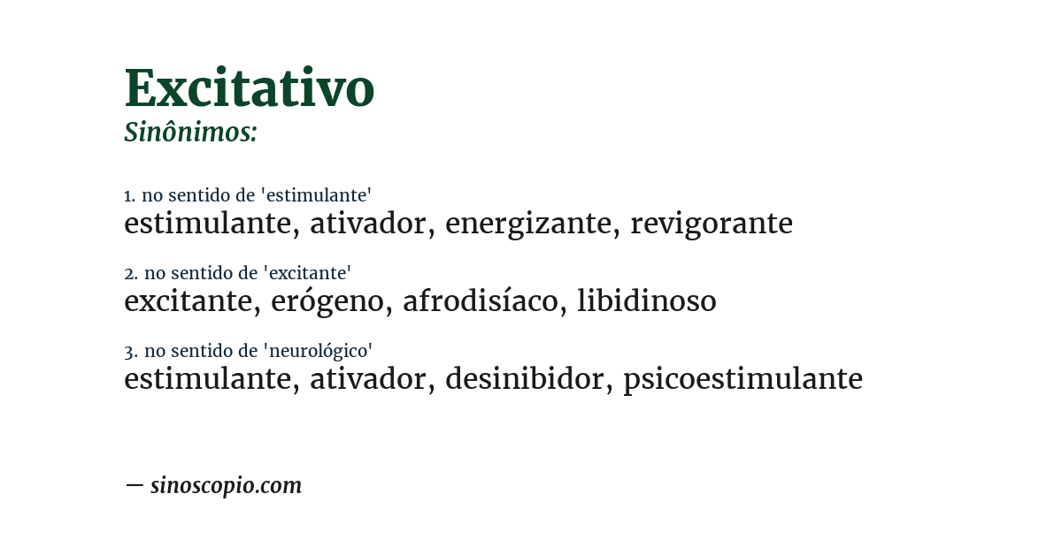 Sinônimo de excitativo