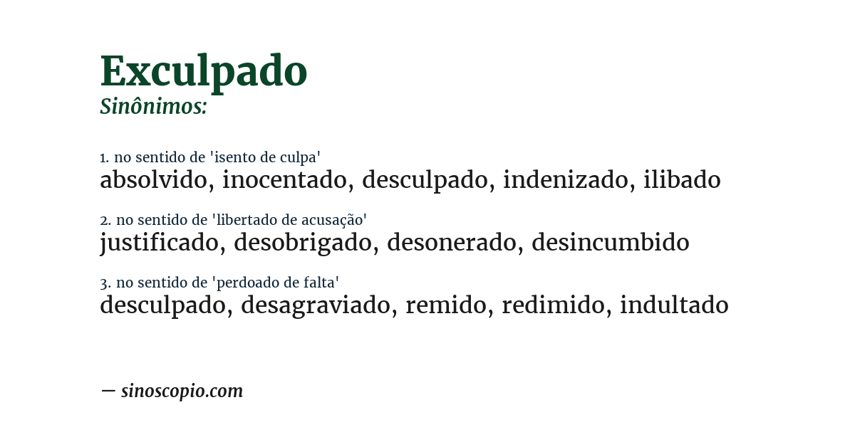 Sinônimo de exculpado