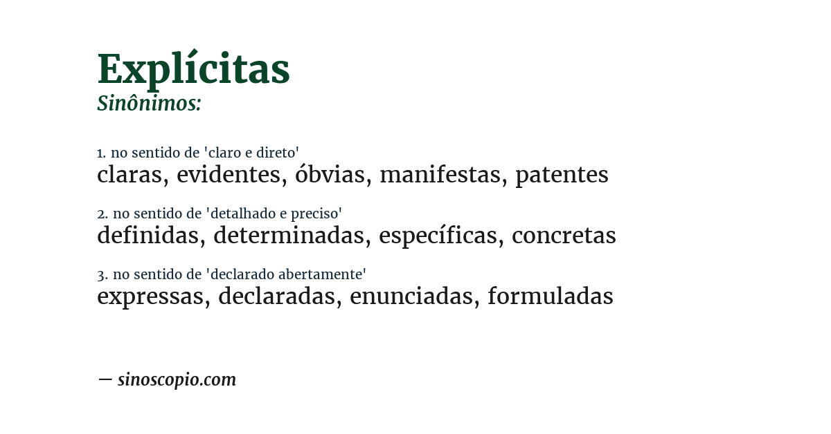 Sinônimo de explícitas