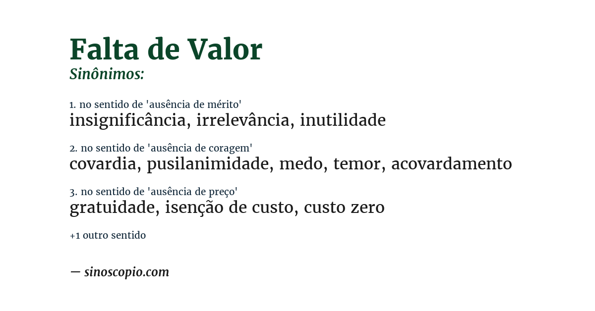 Sinônimo de falta de valor