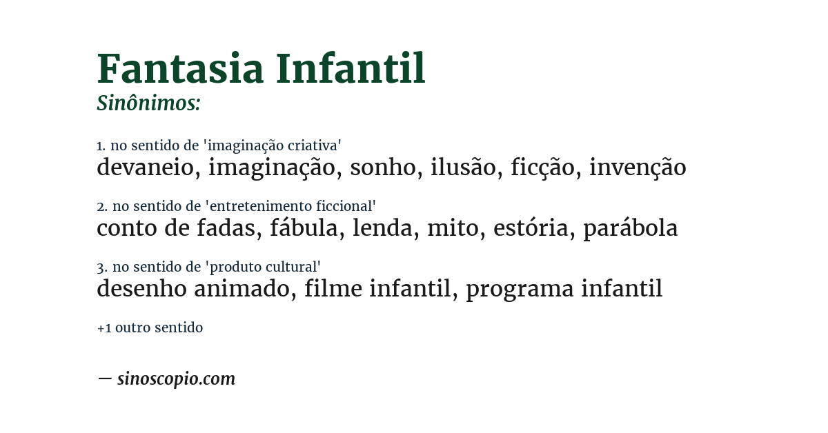 Sinônimo de fantasia infantil