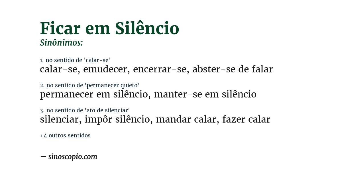 Sinônimo de ficar em silêncio
