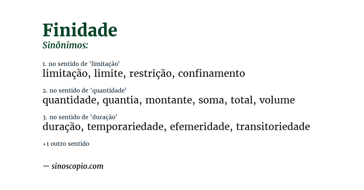 Sinônimo de finidade
