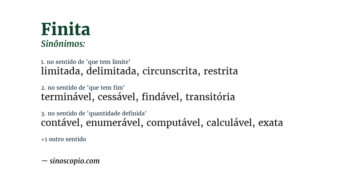 Sinônimo de finita