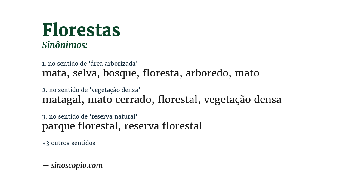 Sinônimo de florestas
