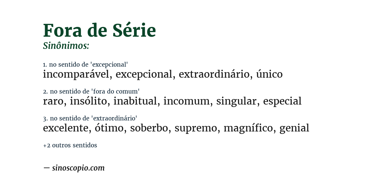 Sinônimo de fora de série
