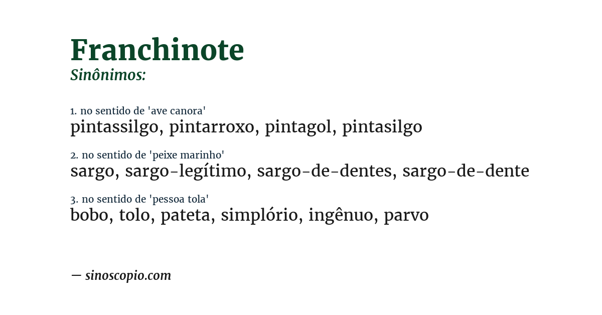Sinônimo de franchinote