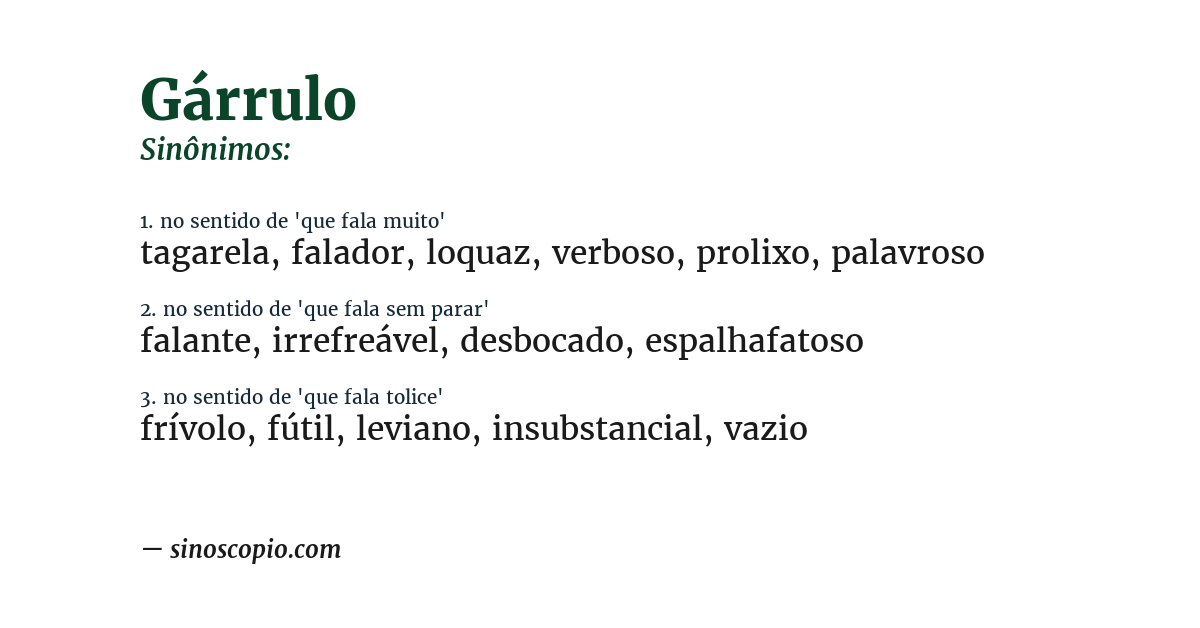 Sinônimo de gárrulo