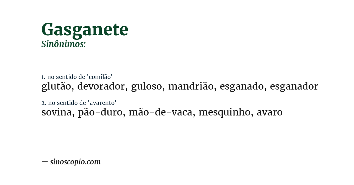 Sinônimo de gasganete