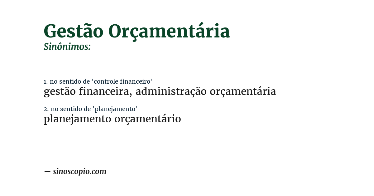 Sinônimo de gestão orçamentária