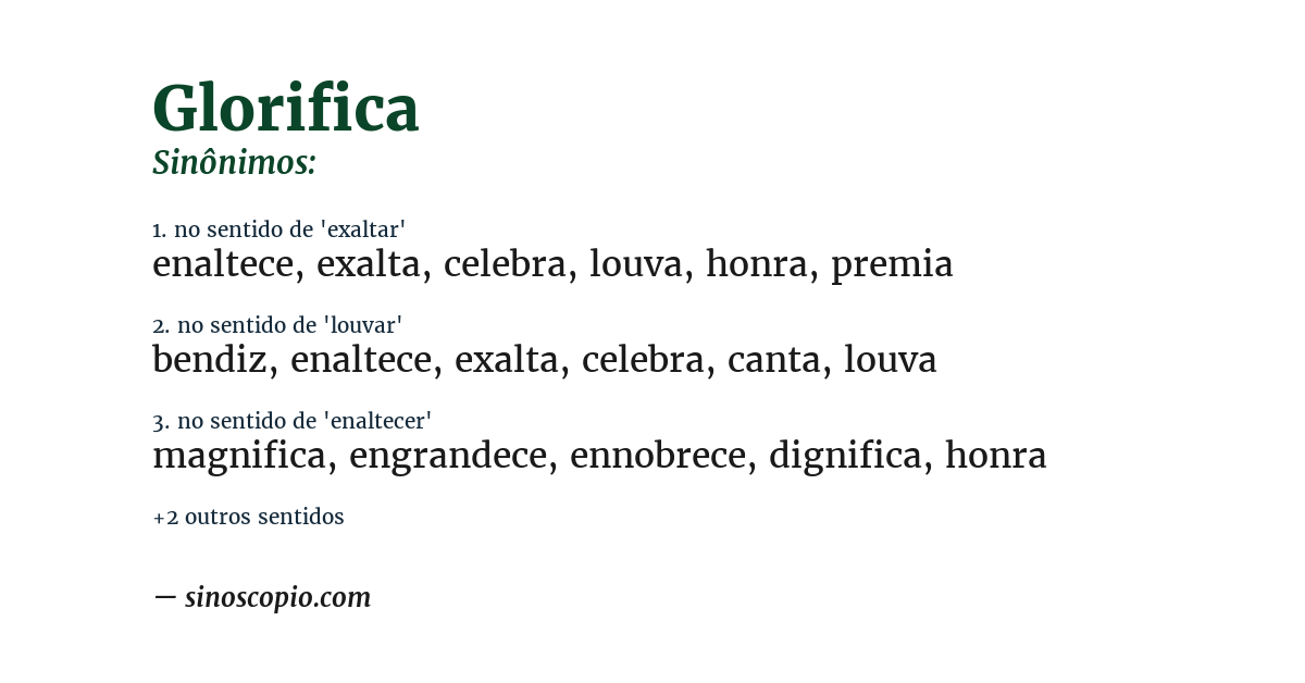 Sinônimo de glorifica