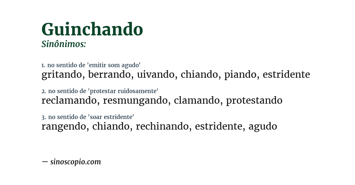 Sinônimo de guinchando