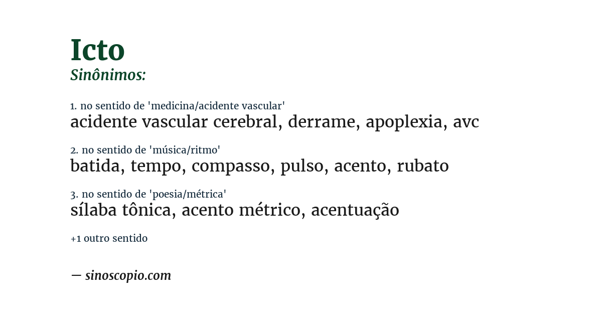 Sinônimo de icto