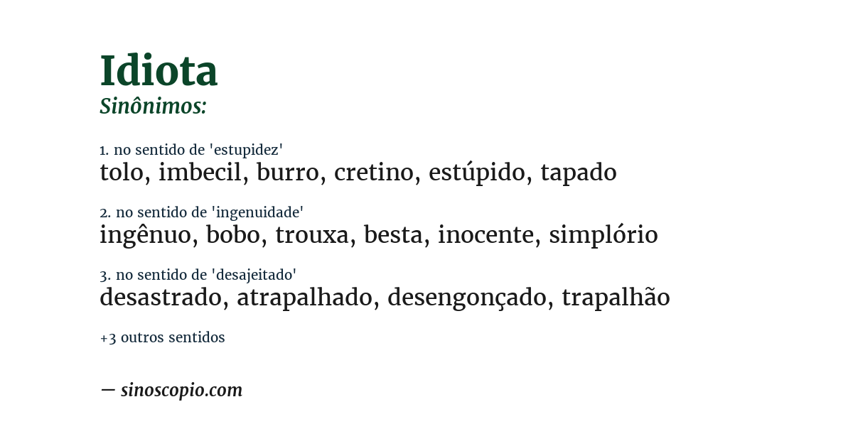 Sinônimo de idiota
