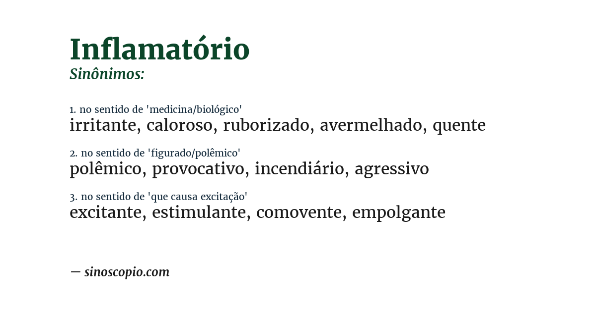 Sinônimo de inflamatório