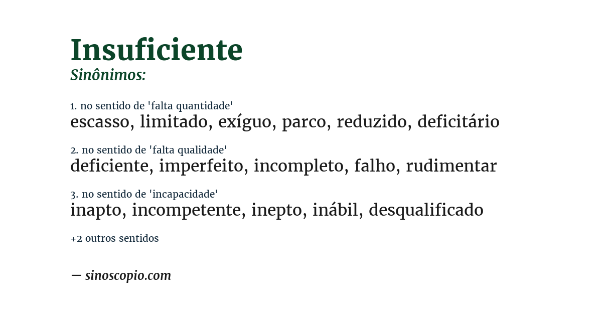 Sinônimo de insuficiente