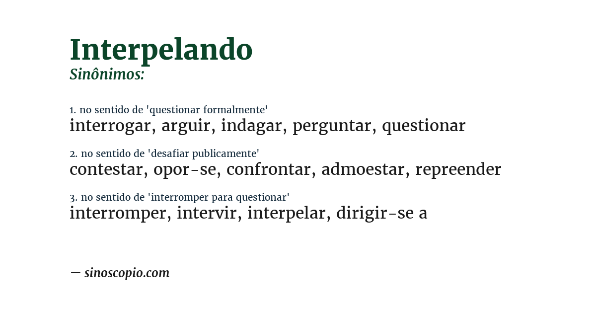Sinônimo de interpelando