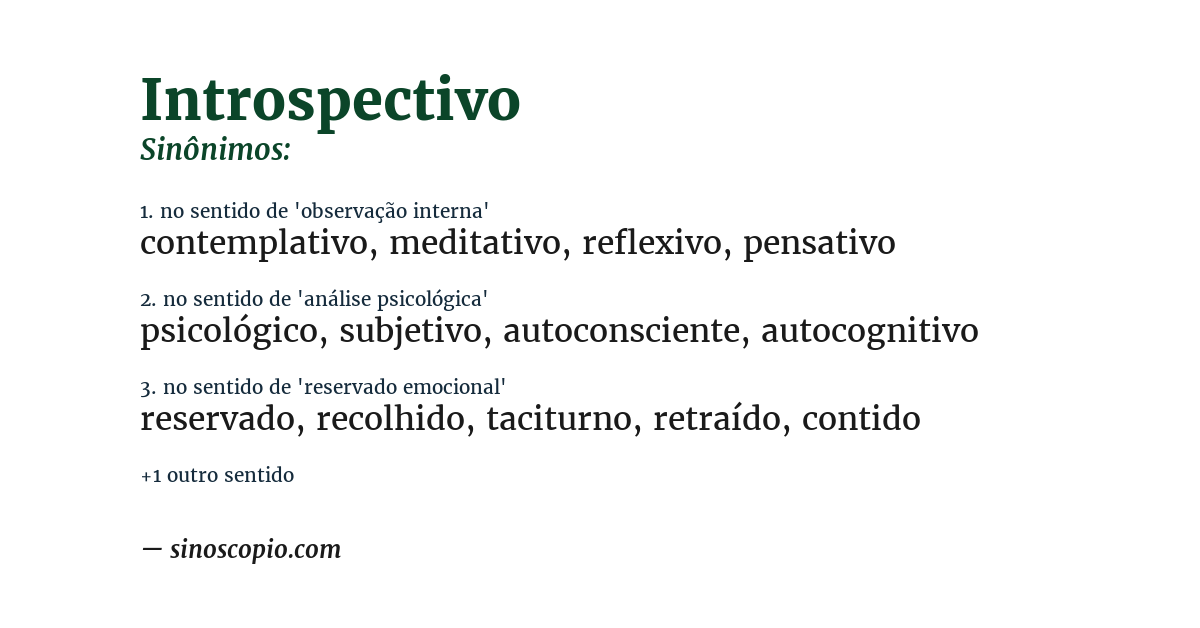 Sinônimo de introspectivo