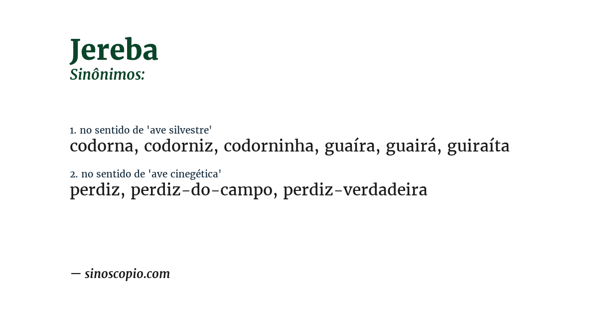 Sinônimo de jereba