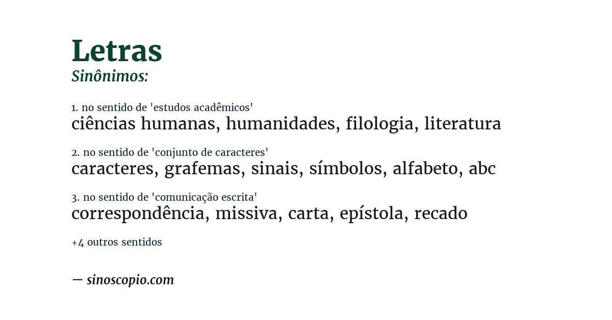 Sinônimo de letras