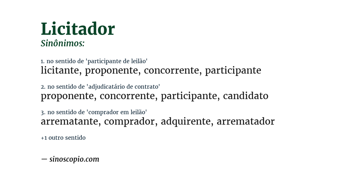 Sinônimo de licitador