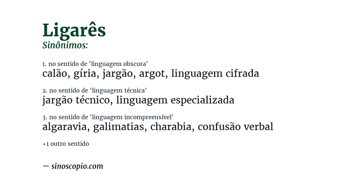 Sinônimo de ligarês