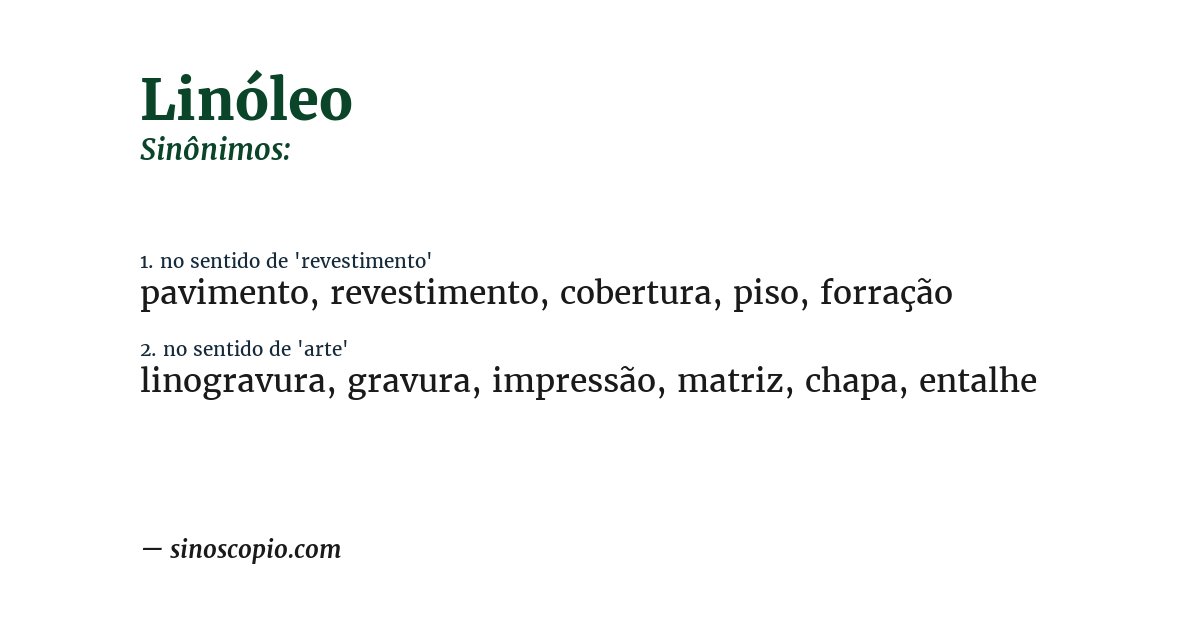 Sinônimo de linóleo