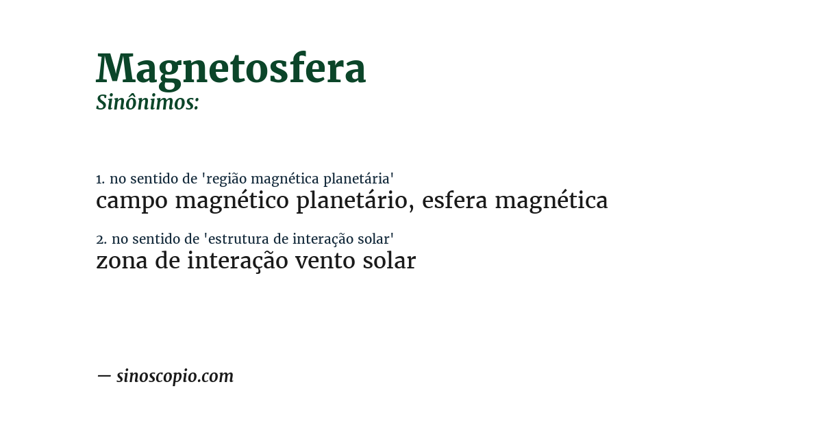 Sinônimo de magnetosfera