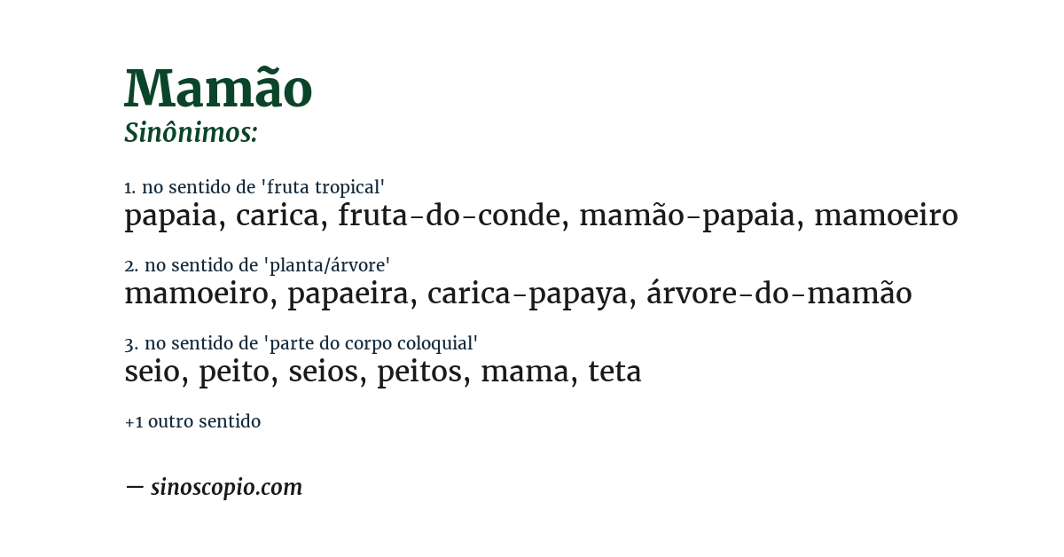 Sinônimo de mamão