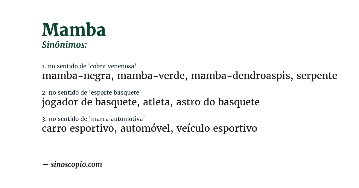 Sinônimo de mamba