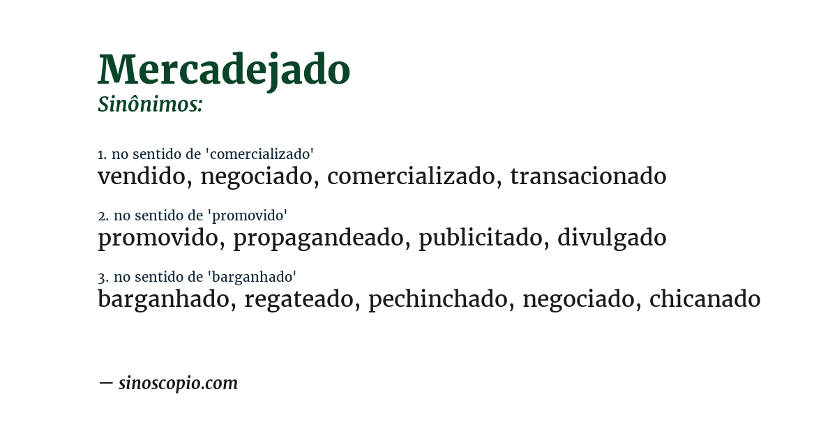 Sinônimo de mercadejado