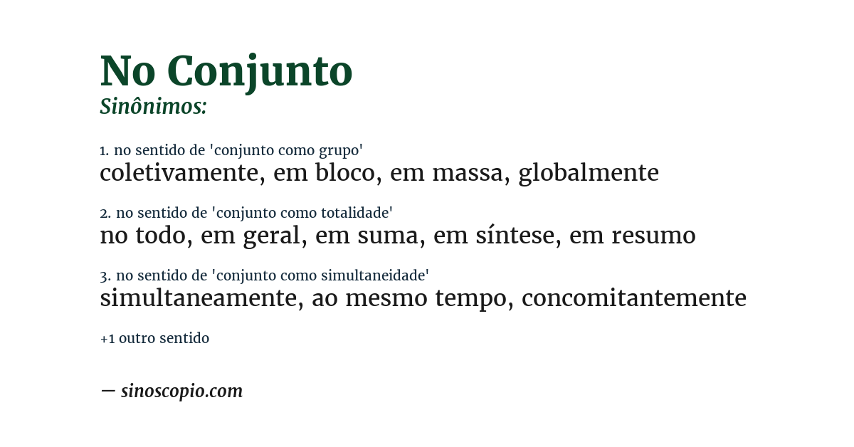 Sinônimo de no conjunto