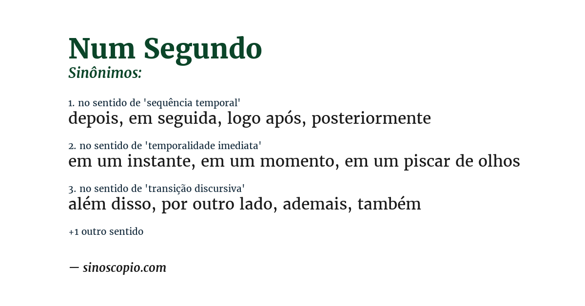 Sinônimo de num segundo