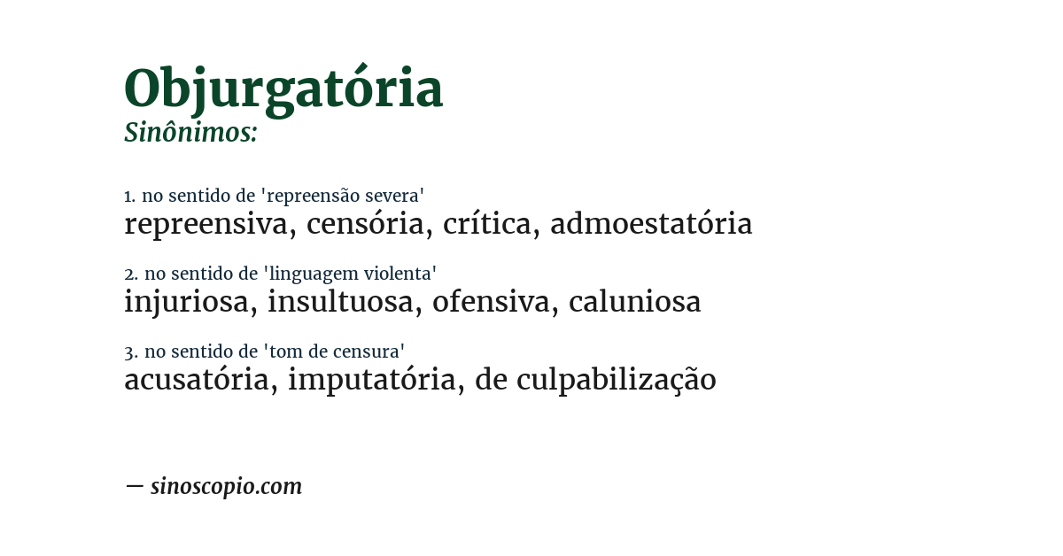 Sinônimo de objurgatória