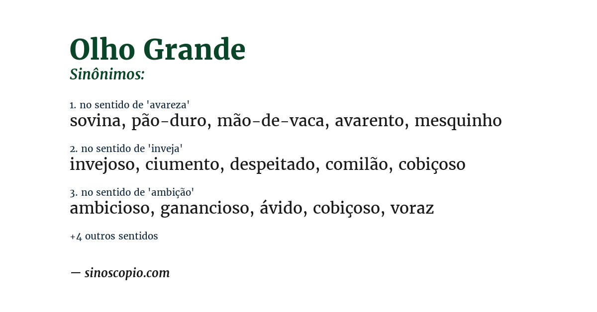 Sinônimo de olho grande