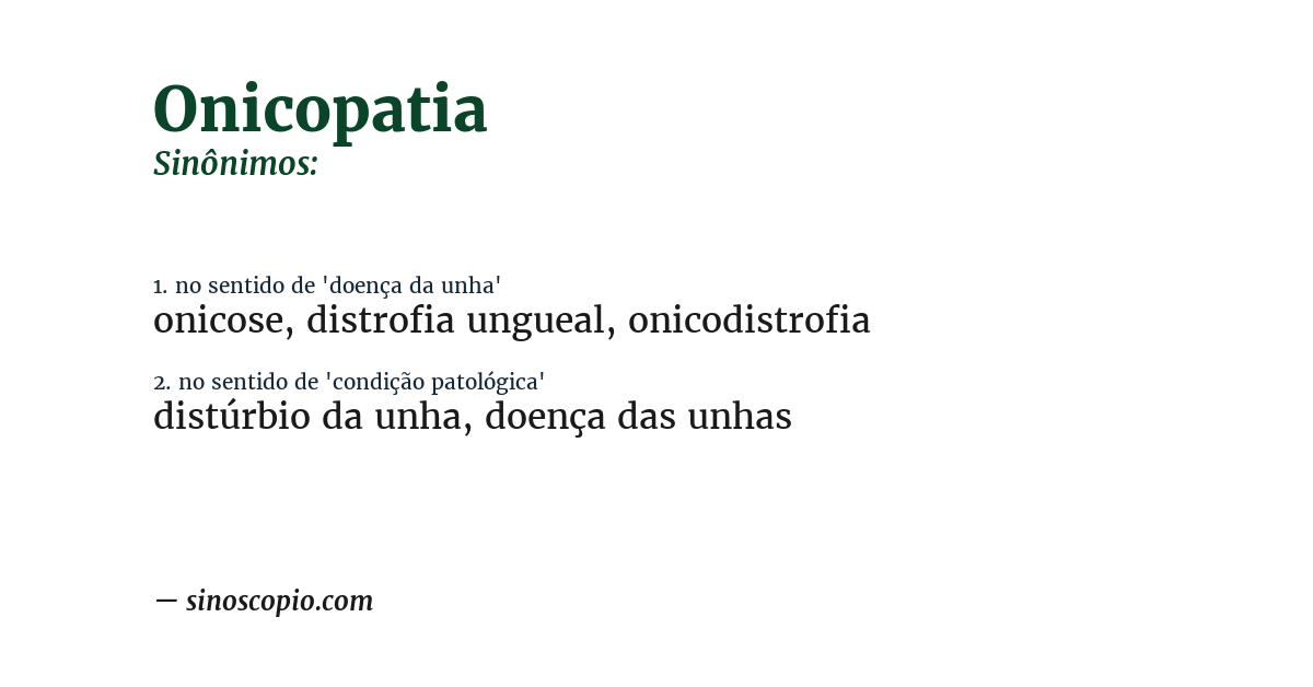 Sinônimo de onicopatia